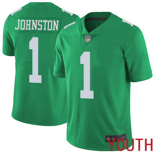 Youth Philadelphia Eagles #1 Cameron Johnston Limited Green Rush Vapor Untouchable NFL Jersey Football->youth nfl jersey->Youth Jersey